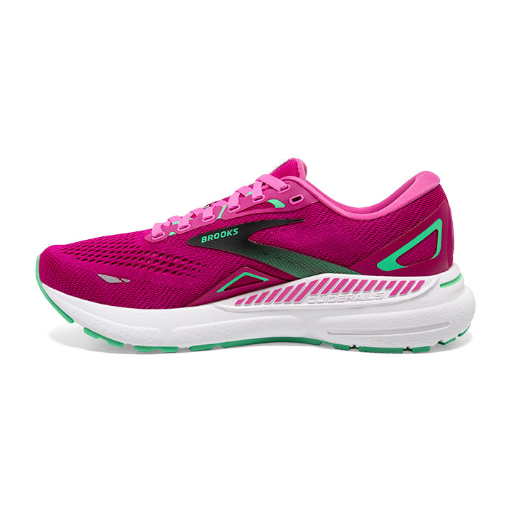 Brooks Adrenaline GTS 23 women's running shoe in pink and fuchsia colorway