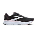 Brooks Ghost 16 women's running shoe in black with white logo and pink accents