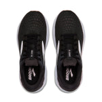 Brooks Ghost 16 women's running shoes in black with white sole and pink accents