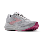 Brooks Adrenaline GTS 24 women's running shoe in alloy grey with pink accents