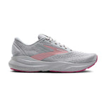 Brooks Adrenaline GTS 24 women's running shoe in alloy grey and pink colorway