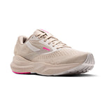 Brooks Adrenaline GTS 24 women's running shoe in beige with pink accents