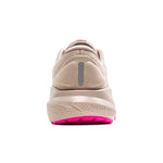 Brooks Adrenaline GTS 24 women's running shoe in beige with pink sole, rear view
