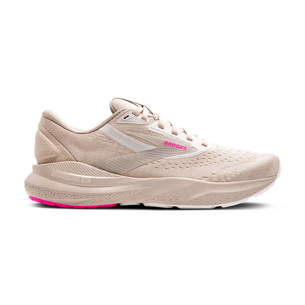 Brooks Adrenaline GTS 24 women's running shoe in chateau grey and pink colorway