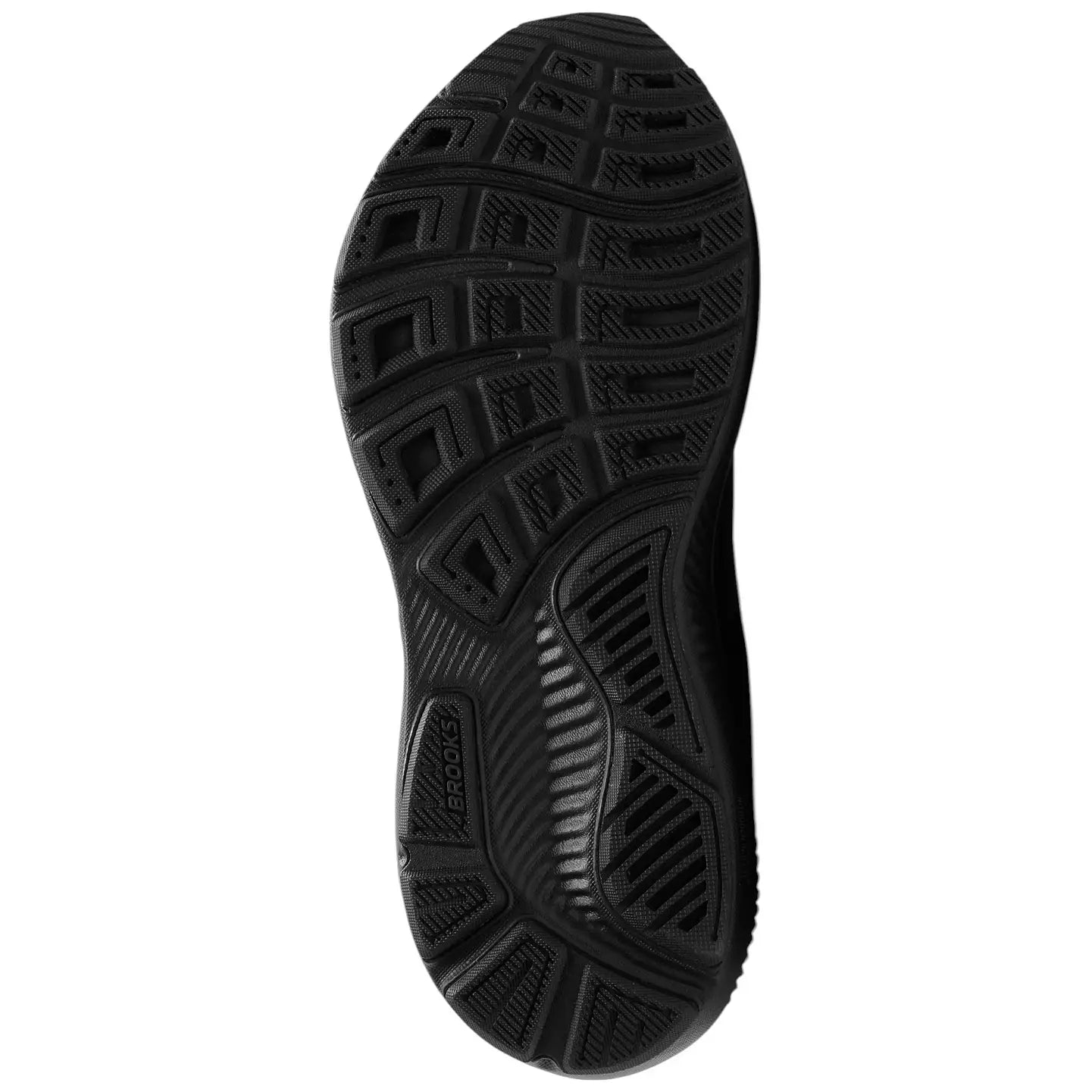 Brooks Ghost 17 Women's running shoe outsole view in all-black colorway