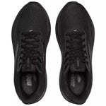 Brooks Ghost 17 women's running shoes in triple black, top-down view showing both shoes