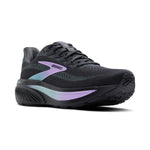 Brooks Ghost 17 women's running shoe in black with purple and teal accents