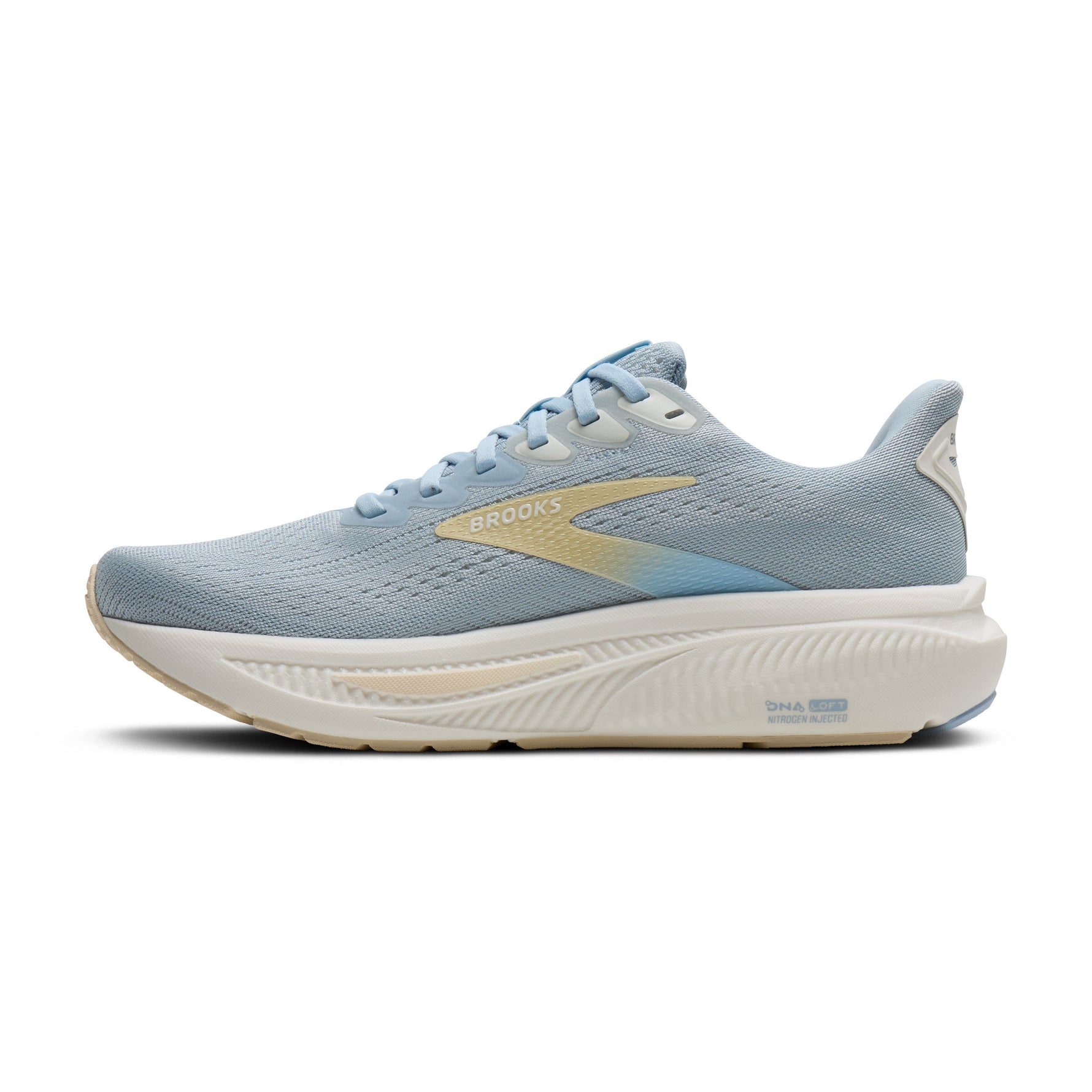 Brooks Ghost 17 Women's running shoe in Skyway blue with coconut and sand accents