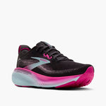 Brooks Adrenaline GTS 25 women's running shoe in black with cyber pink and iced aqua accents