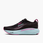 Brooks Adrenaline GTS 25 women's running shoe in black with cyber pink and iced aqua accents