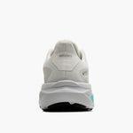 Brooks Ghost 17 GTX women's running shoe heel view in coconut and blue colorway