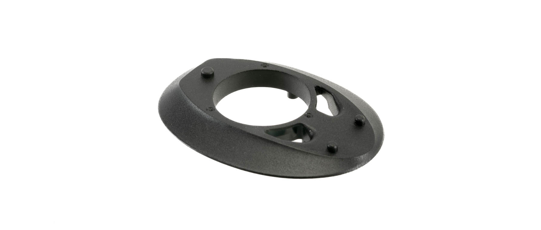 Specialized black headset top cover with circular design and mounting holes