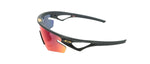 Oakley Sphaera sunglasses with matte carbon frame and red-orange Prizm road lenses