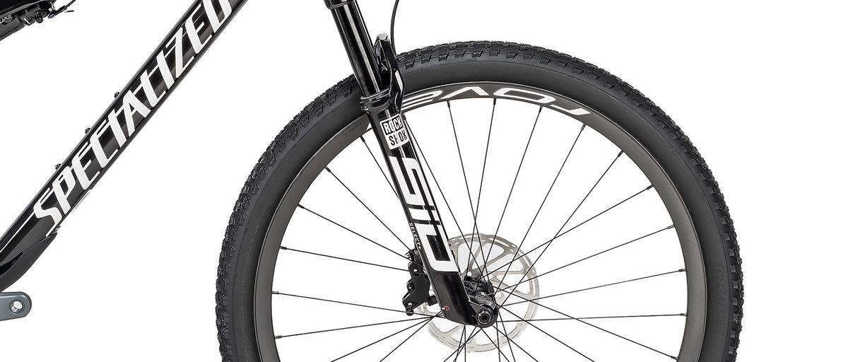 Specialized Epic 9 Expert mountain bike front wheel with RockShox Select+ fork and disc brake