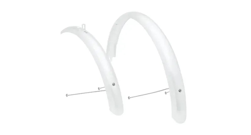 White Electra Townie aluminum bicycle fender set on clean background