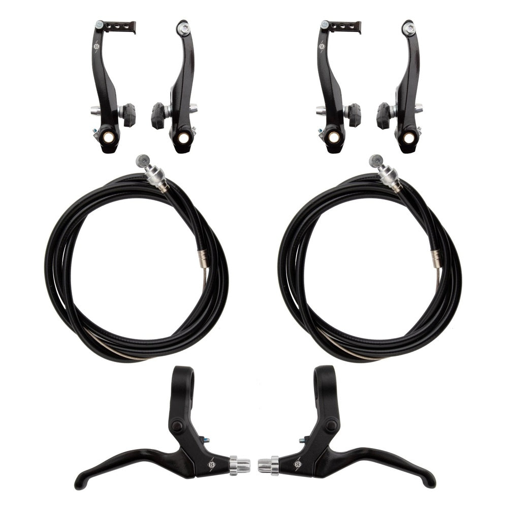 Origin8 Sport Comp V-brake set in black with levers, calipers, and cables