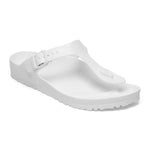 White Birkenstock Gizeh EVA sandal with adjustable strap and textured sole