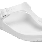 White Birkenstock Gizeh EVA sandal with adjustable strap on clean background