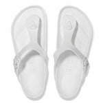 White Birkenstock Gizeh EVA sandals with thong straps and buckles