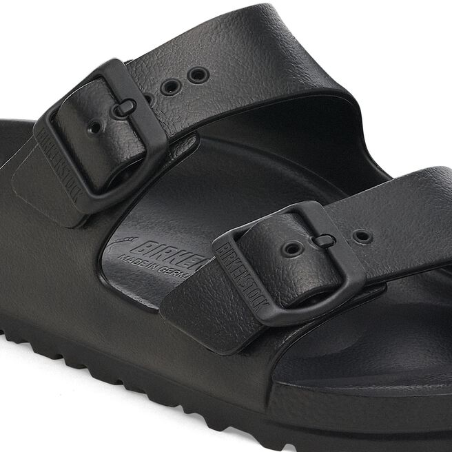 Black Birkenstock Arizona Essentials EVA sandals with dual adjustable buckle straps