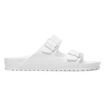 White Birkenstock Arizona EVA sandals with two adjustable straps and contoured footbed