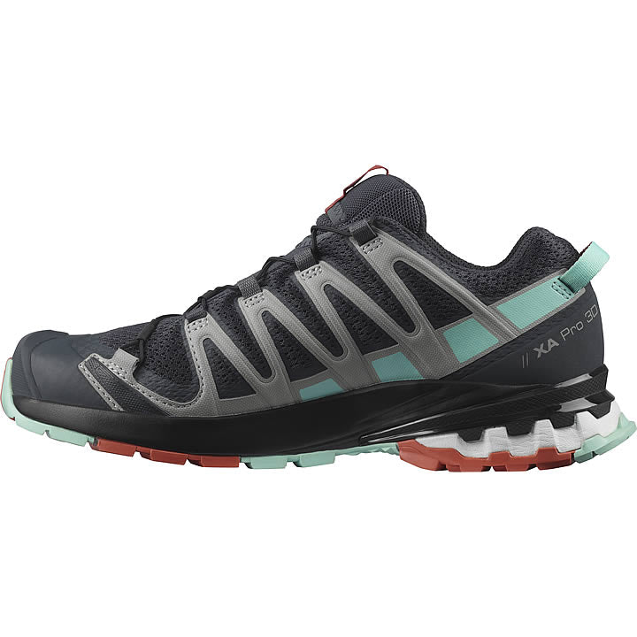 Salomon XA Pro 3D v8 Women's trail running shoe in Ebony/Yucca/Mecca Orange colorway