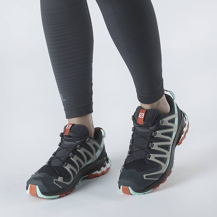 Salomon XA Pro 3D v8 women's trail running shoes in dark grey with orange accents