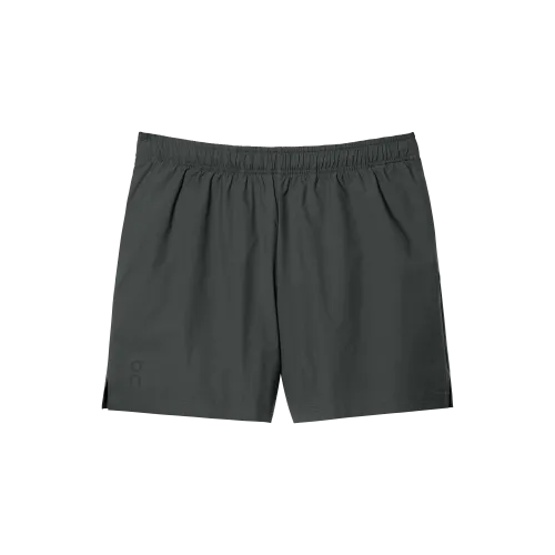 On 5 inch Core Shorts for men in eclipse dark gray color