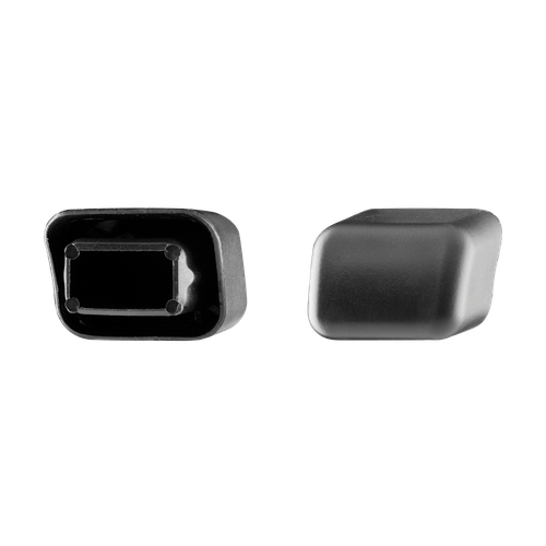 Thule Spar Tube End Cap in black shown from front and side angles