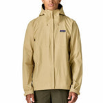 Patagonia Men's Torrentshell 3L Jacket in Weathered Stone worn by male model, front view