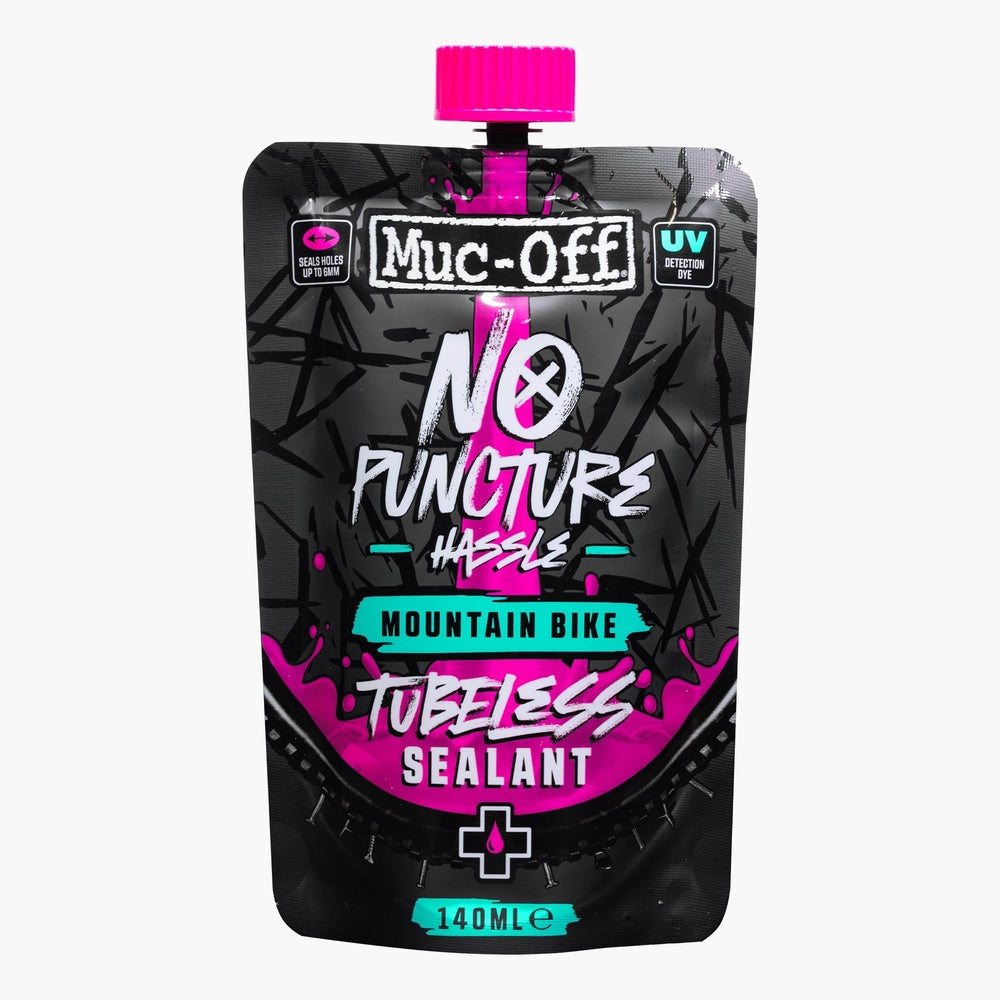 Muc-Off No Puncture Hassle Tubeless Tire Sealant 140ml pouch with pink cap