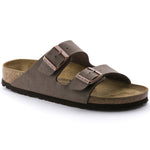 Birkenstock Arizona Birkibuc sandal in mocha brown with dual adjustable straps