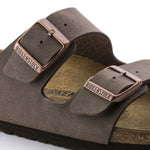Birkenstock Arizona Birkibuc sandals in mocha brown with copper buckles
