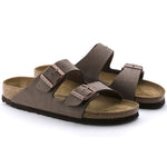 Birkenstock Arizona two-strap sandals in mocha brown Birkibuc material