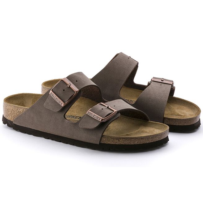 Birkenstock Arizona two-strap sandals in mocha brown Birkibuc material