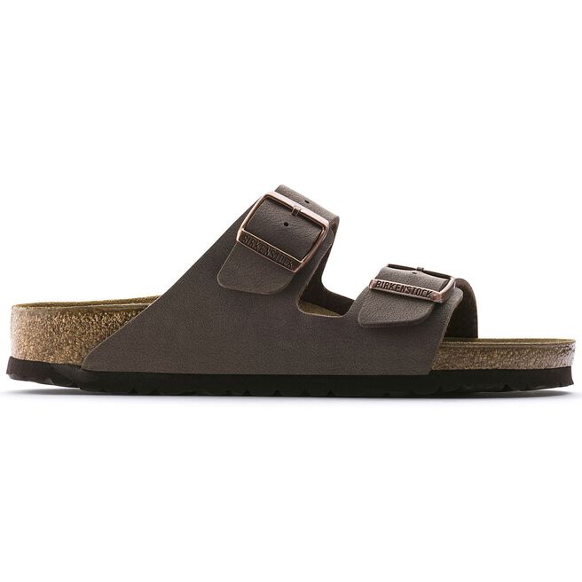 Birkenstock Arizona Birkibuc sandals in mocha brown with two adjustable straps