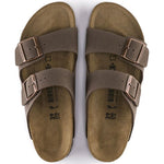 Birkenstock Arizona Birkibuc sandals in mocha brown with two adjustable straps