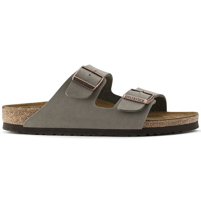 Birkenstock Arizona sandal in stone color with two adjustable buckle straps