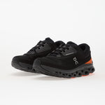 On Cloudstratus 3 running shoes in black with orange flame accents