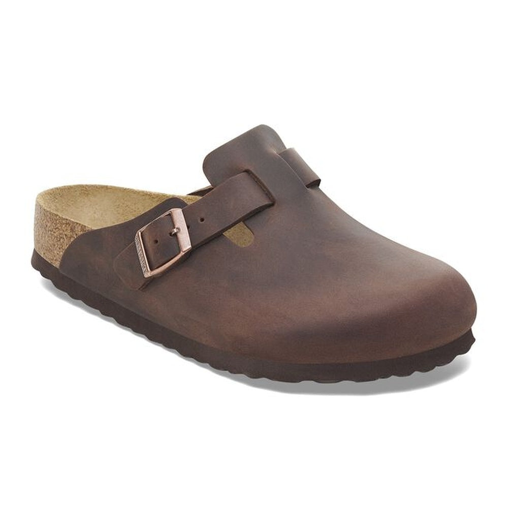 Birkenstock Boston clog in Habana brown oiled leather with adjustable buckle strap
