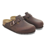 Birkenstock Boston clogs in brown Habana oiled leather with adjustable buckle strap