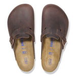 Birkenstock Boston clogs in Habana brown oiled leather with soft footbed
