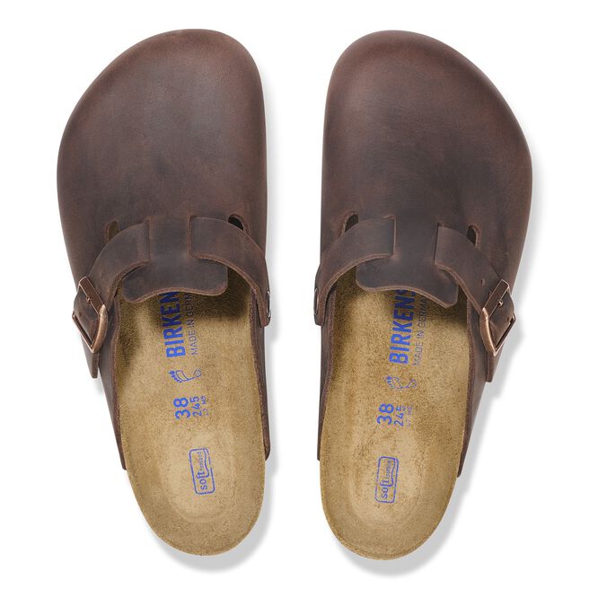 Birkenstock Boston clogs in Habana brown oiled leather with soft footbed