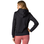 Fox Racing women's black pullover hoodie rear view showing hood and ribbed cuffs