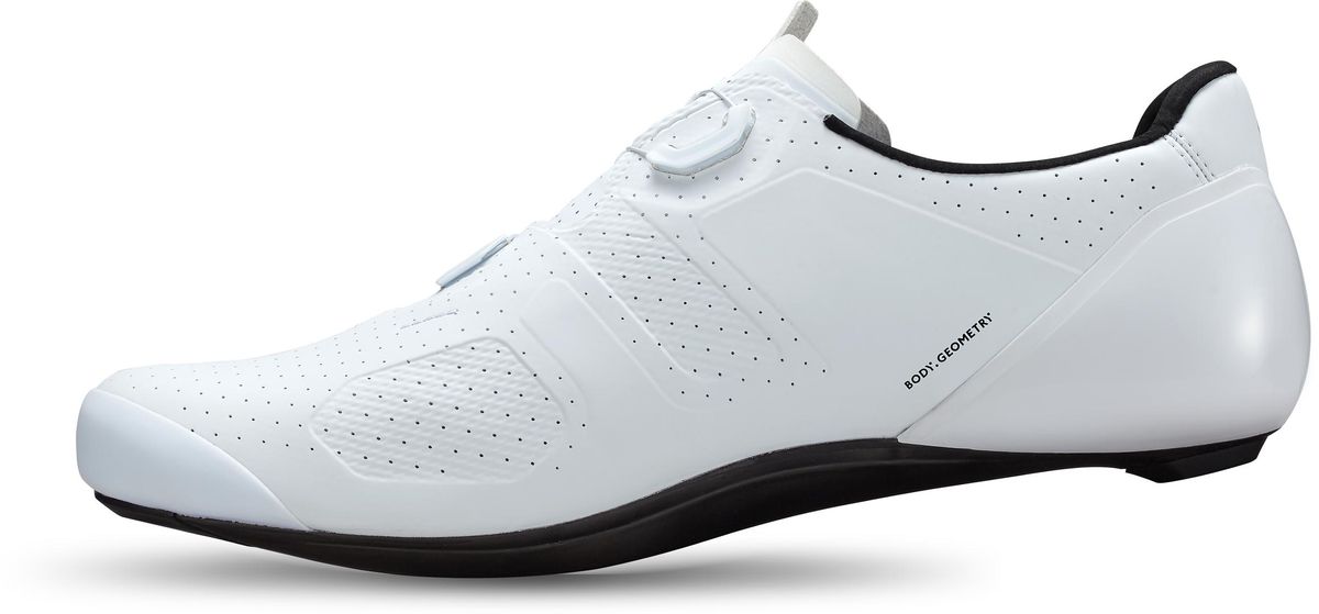 White Specialized S-Works Torch cycling shoe with BOA closure system