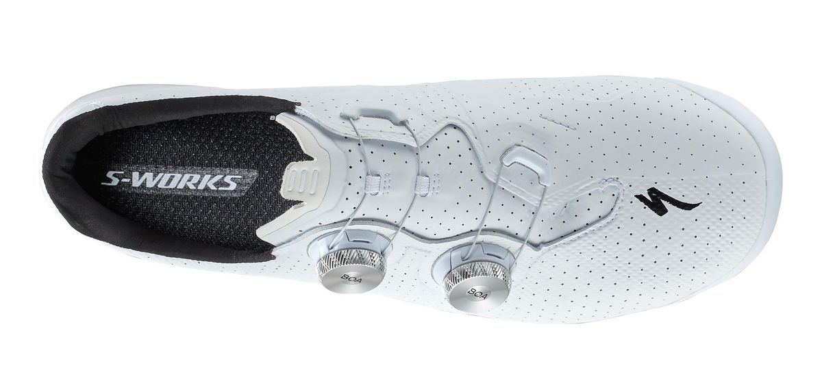 Specialized S-Works Torch cycling shoes in white with dual BOA dials