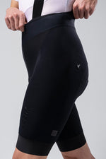 Black Gobik X men's cycling bib shorts with professional studio lighting and clean background