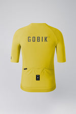 Gobik CX Solid cycling jersey in bright yellow with brand logo on back