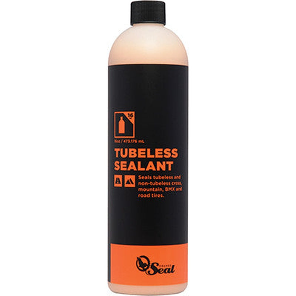 Orange Seal Tubeless Sealant 16oz bottle with black label and orange branding