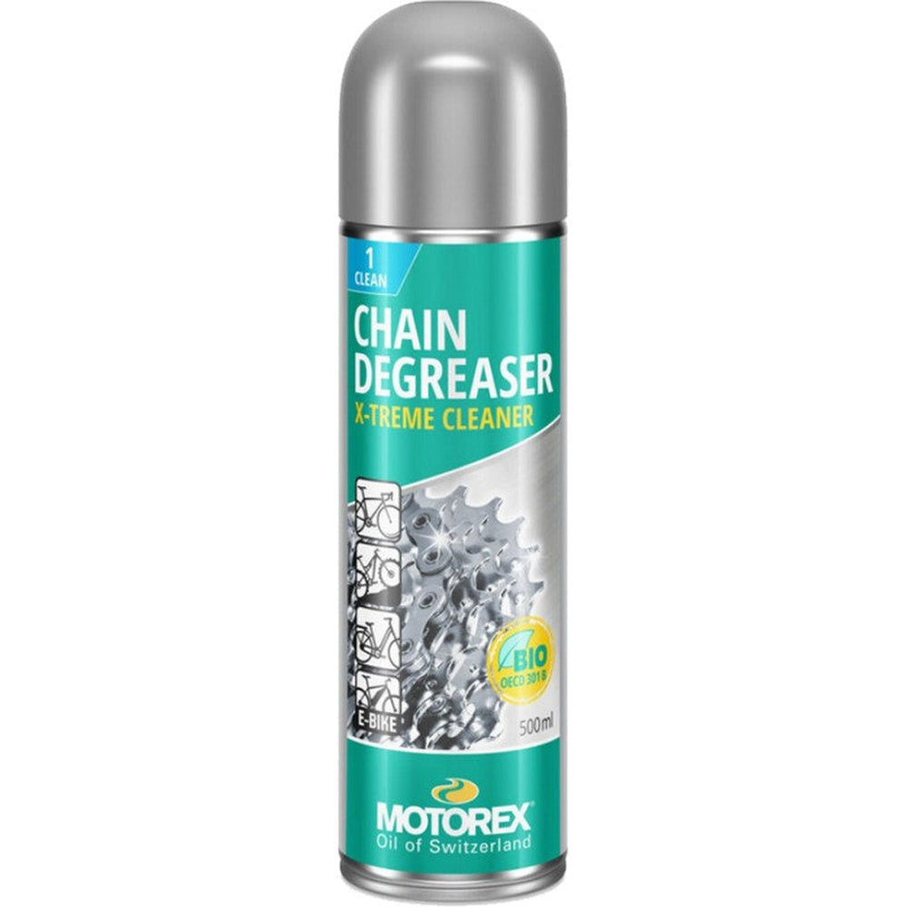Motorex Chain Degreaser X-treme Cleaner 500ml spray can in teal and silver